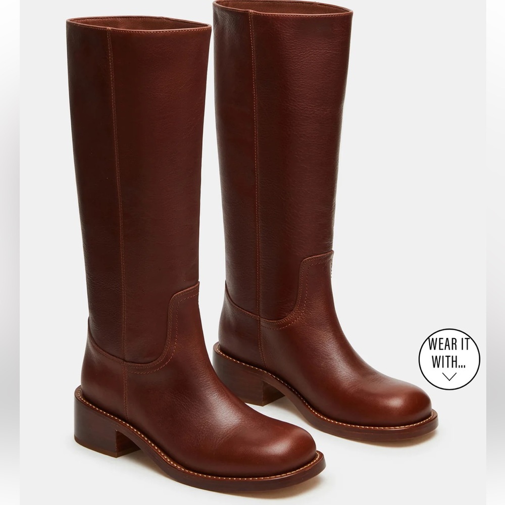 Steve Madden Riggs Rust Leather Tall Knee High Boots